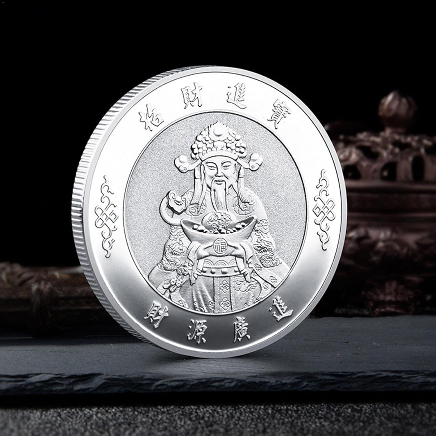 Chinese Lucky Feng Shui - Chinese God-Of-Wealth Fortune Coin | Money and Treasures Will Be Plentiful Lucky Coin May Wealth Come Generously to You Chinese God-Of-Wealth Lucky Charm
