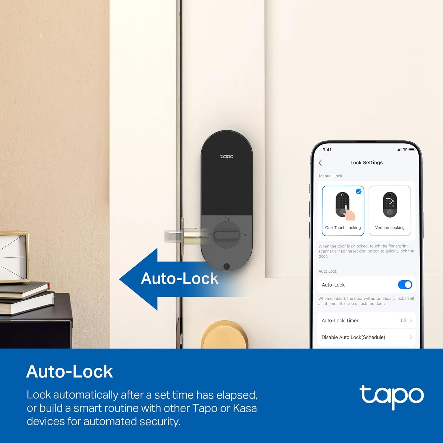 Tp-Link Tapo Smart Door Lock, Deadbolt | Keyless Entry, Fingerprint Recognition, Touchscreen Keypad & In-App Monitoring with Scheduled Access | 1-Year Rechargeable Battery | BHMA Grade 2 | Tapo DL110 image number 3