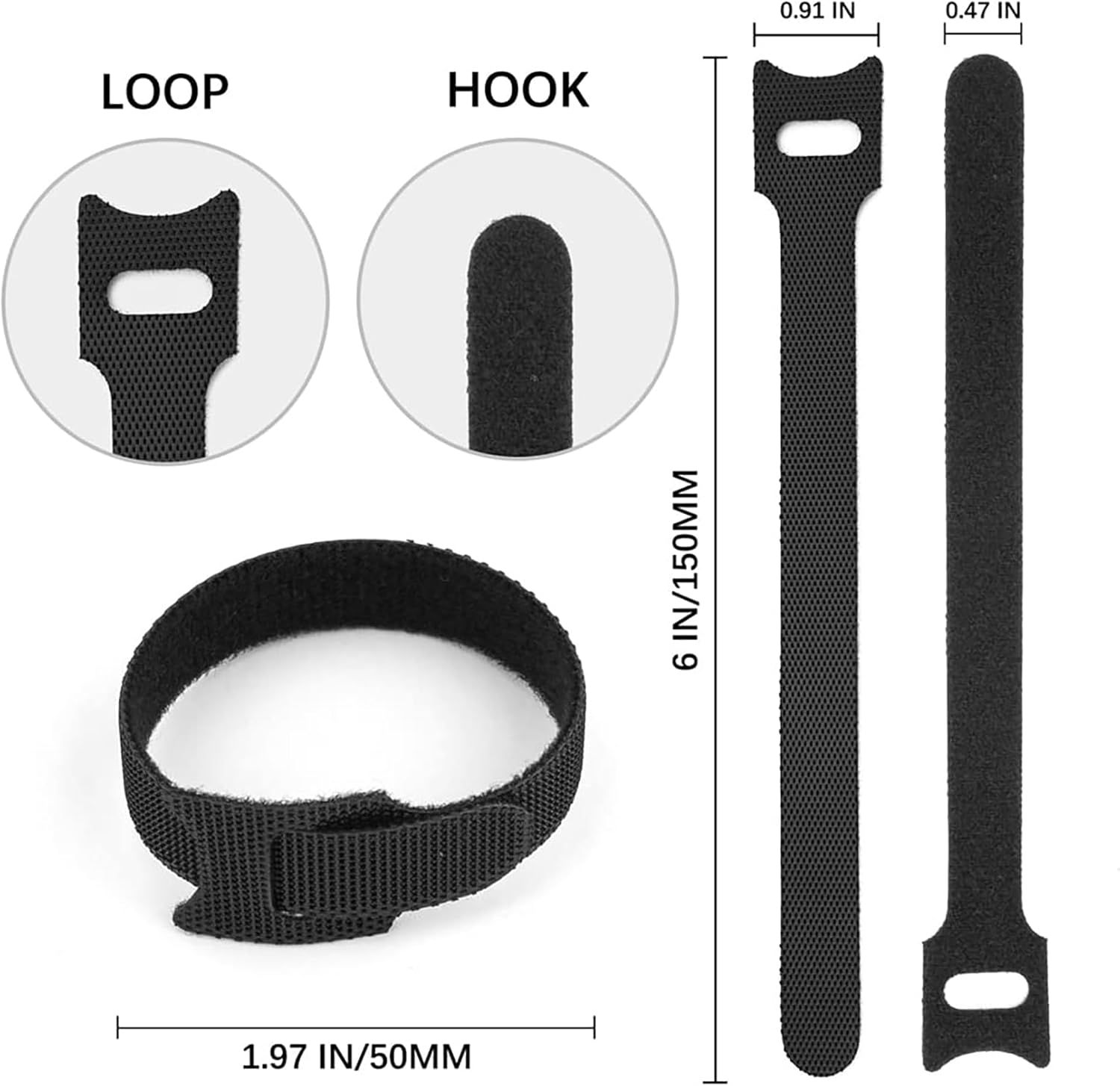 Cable Ties Reusable Zip Ties Black 120Pcs Cord Organizer Cable Organizer Cable Management under Desk Wire Organizer Wire Management Wire Tie Wraps Cable Wrap Attache Fil Cord Organizer for Appliance image number 3