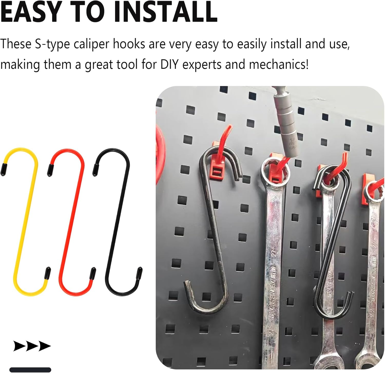 Junecarp 2PCS Brake Caliper Hangers,Durable Brake Caliper Hooks Suspension Tools for Changing Brake Pads,Strong Load-Bearing Brake Caliper Hanger Hooks Automotive Tool for Cars,Trucks (Black/2Pcs) image number 4