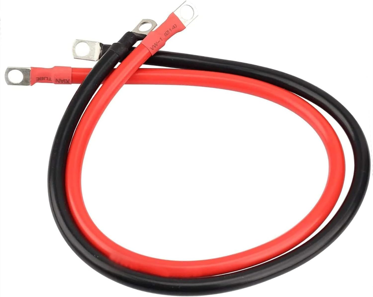 Battery Cable Set,30 Cm 5 AWG 3/8" Ring Copper Power Inverter Cables with Terminals,Battery Power Inverter Wire for Car, Vehicle, RV, Solar - Red + Black image number 1