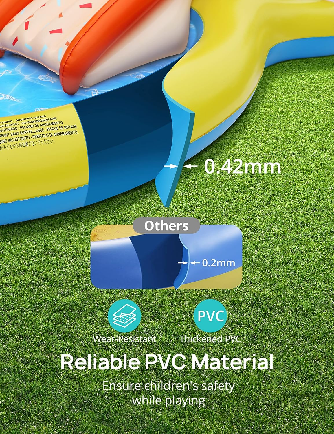 EVAJOY Inflatable Kiddie Pool, 101&rdquo; X 57&rdquo; X 24&rdquo; Play Center with Detachable Slide for Children, Sprinkler, Ball Pit for Indoor Usage, Easy Setup for Garden, Backyard image number 6