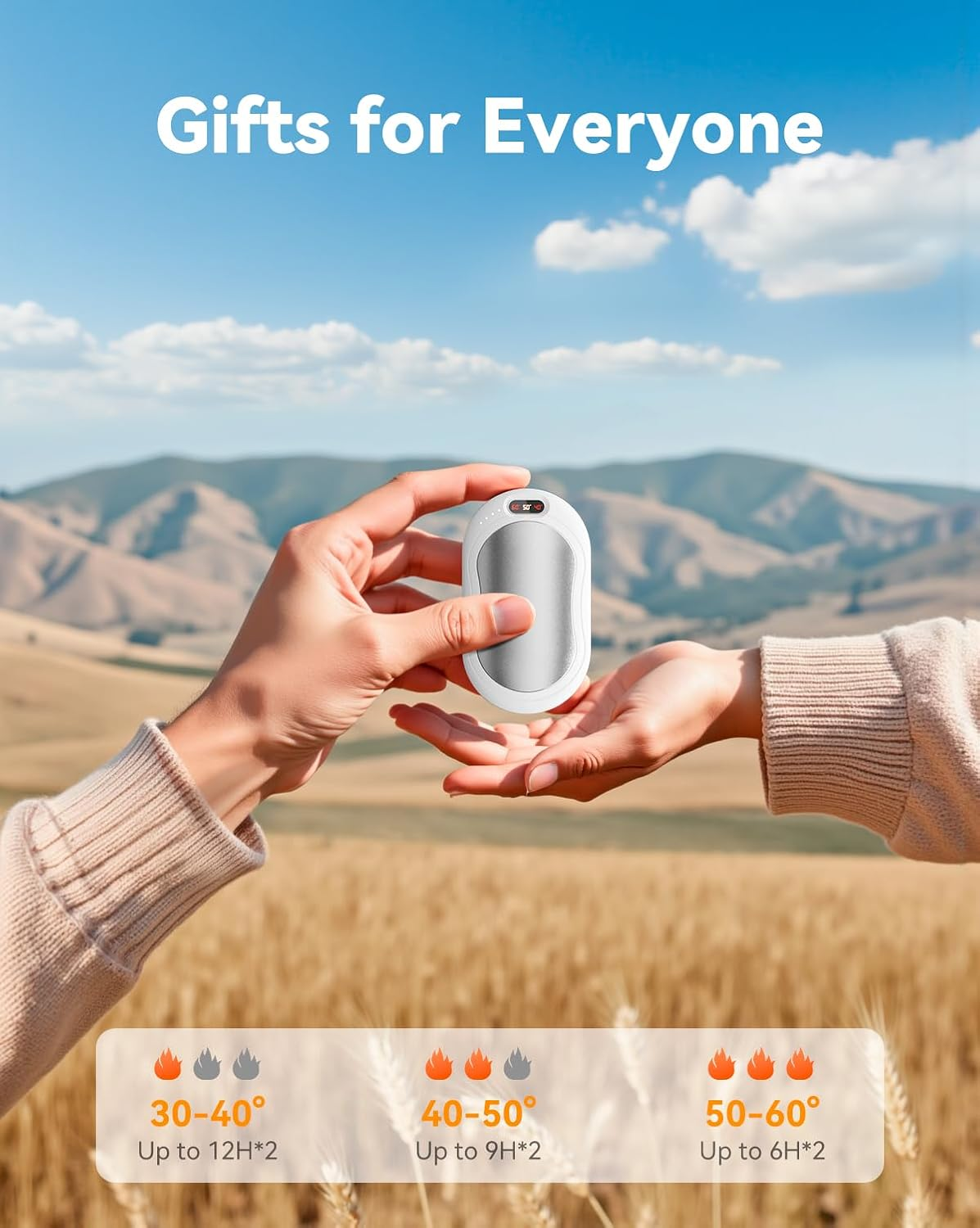 Hand Warmers Rechargeable - 10000Mah Double-Side Electric Hand Warmer, Fast Heating Reuseable Handwarmer, 3-Settings Pocket Heater, Travel Essentials, Gifts for Women Men, Outdoor, Camping image number 1