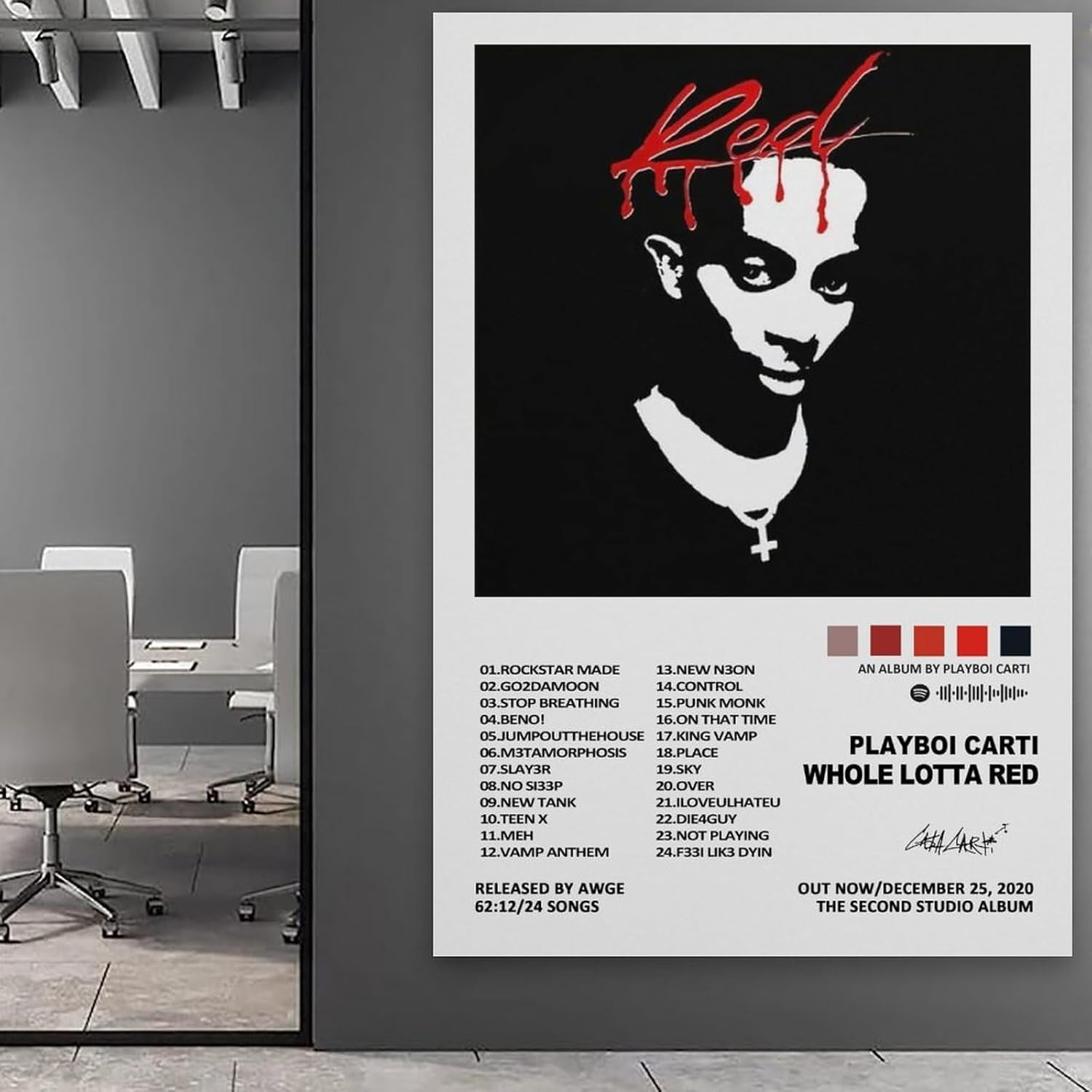 Playboi Poster Carti Whole Lotta Red Music Album Poster Canvas Painting Wall Art Picture Home Decor Print for Bedroom Living Room Dorm Study Bar Office 12X18Inch(30X45Cm) image number 6