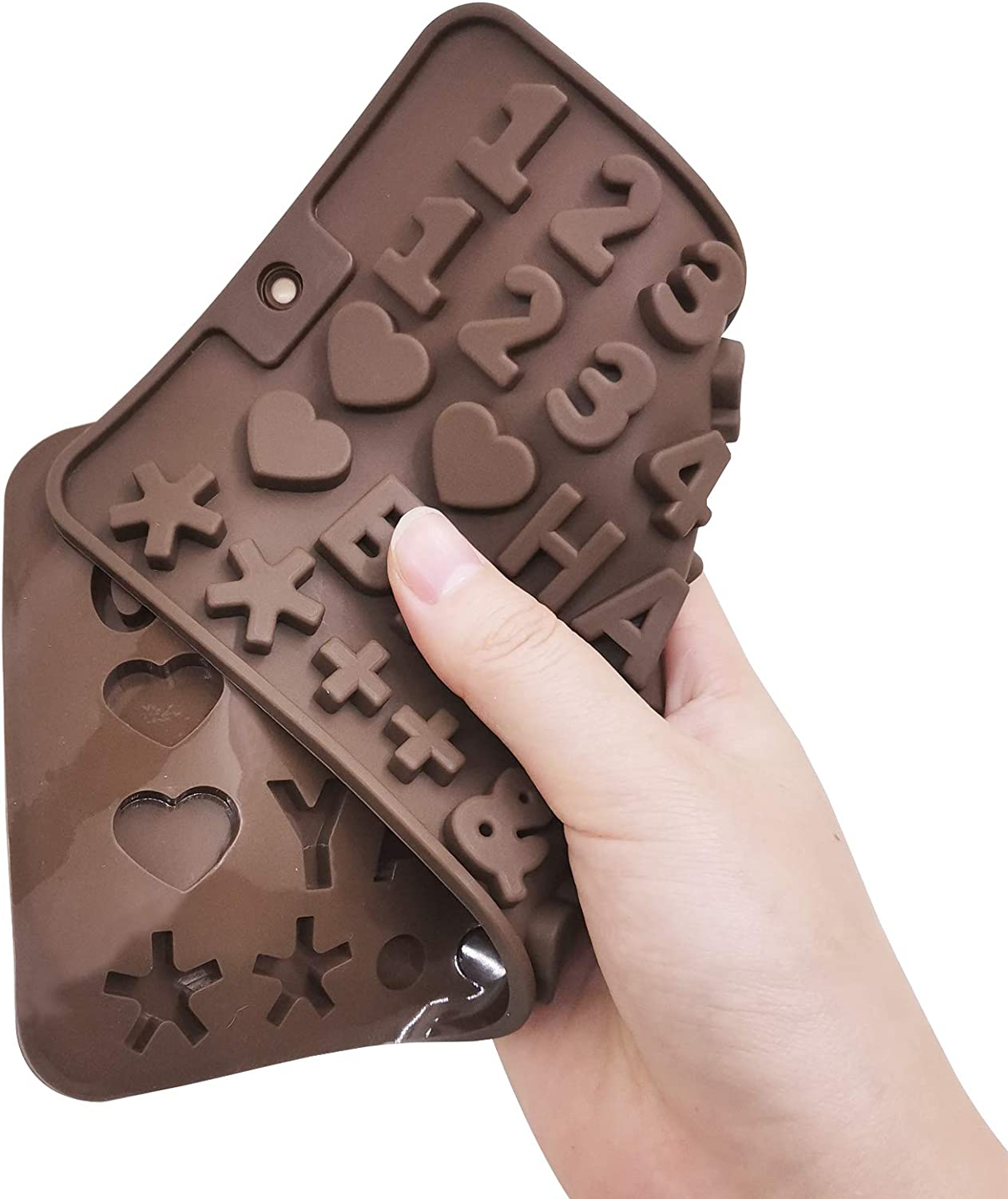 4 Packs Letters and Happy Birthday Numbers Symbols Mold with Liquid Droppers, Sourceton Chocolate Decorating Silicone Tray and Droppers image number 2