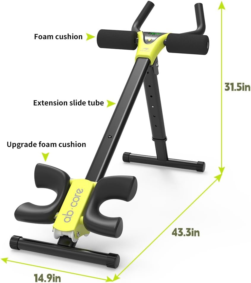 Leikefitness Height Adjustable Ab Trainer Abdominal Whole Body Workout Machine Waist Cruncher Core Toner Leg Thighs Buttocks Shaper with LCD Monitor AB9380 - White image number 2