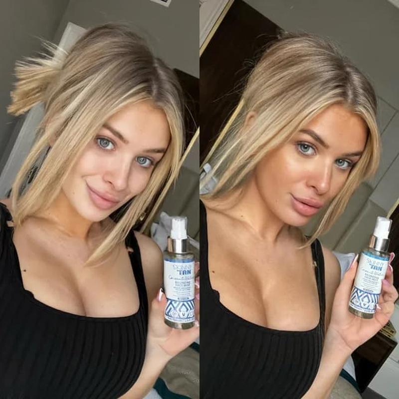 Skinny Tan Coconut Face Self‑Tanning Duo &ndash; Bronzing Face Mist with Vitamin C & Hyaluronic Acid + Miracle Brush | Vegan Sunless Tan Set for Natural Glow image number 3