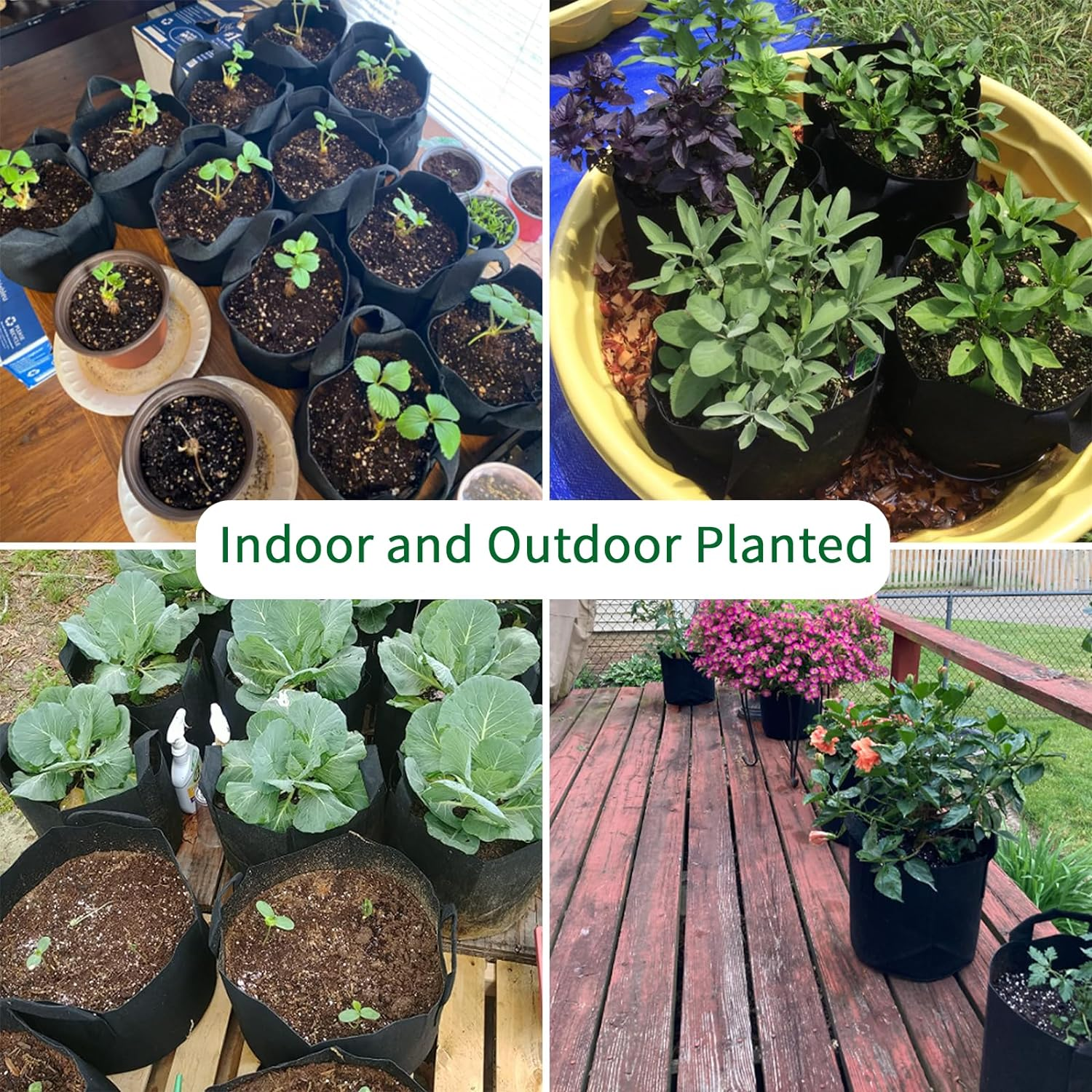 10-Pack 7 Gallon Plant Grow Bags, Heavy Duty Nonwoven Aeration Fabric Pots, Reusable Garden Planter Pots for Vegetables, Flowers, Plants (7 Gallon) image number 4