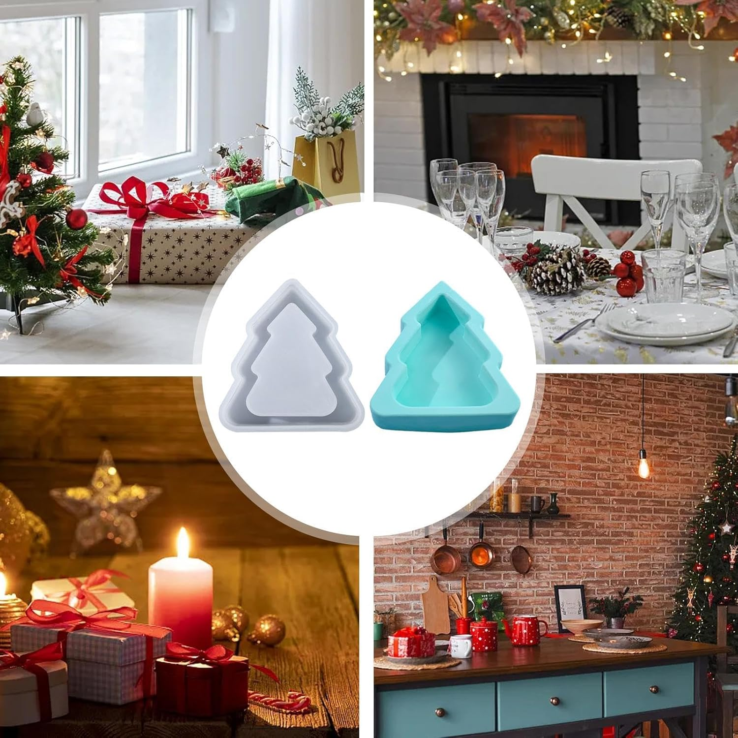 Christmas Tree Mold - Storage Box Christmas Tree Candle Molds,Reusable Christmas Tree Mold, Christmas Baking Silicone Molds for Cookie, Chocolate