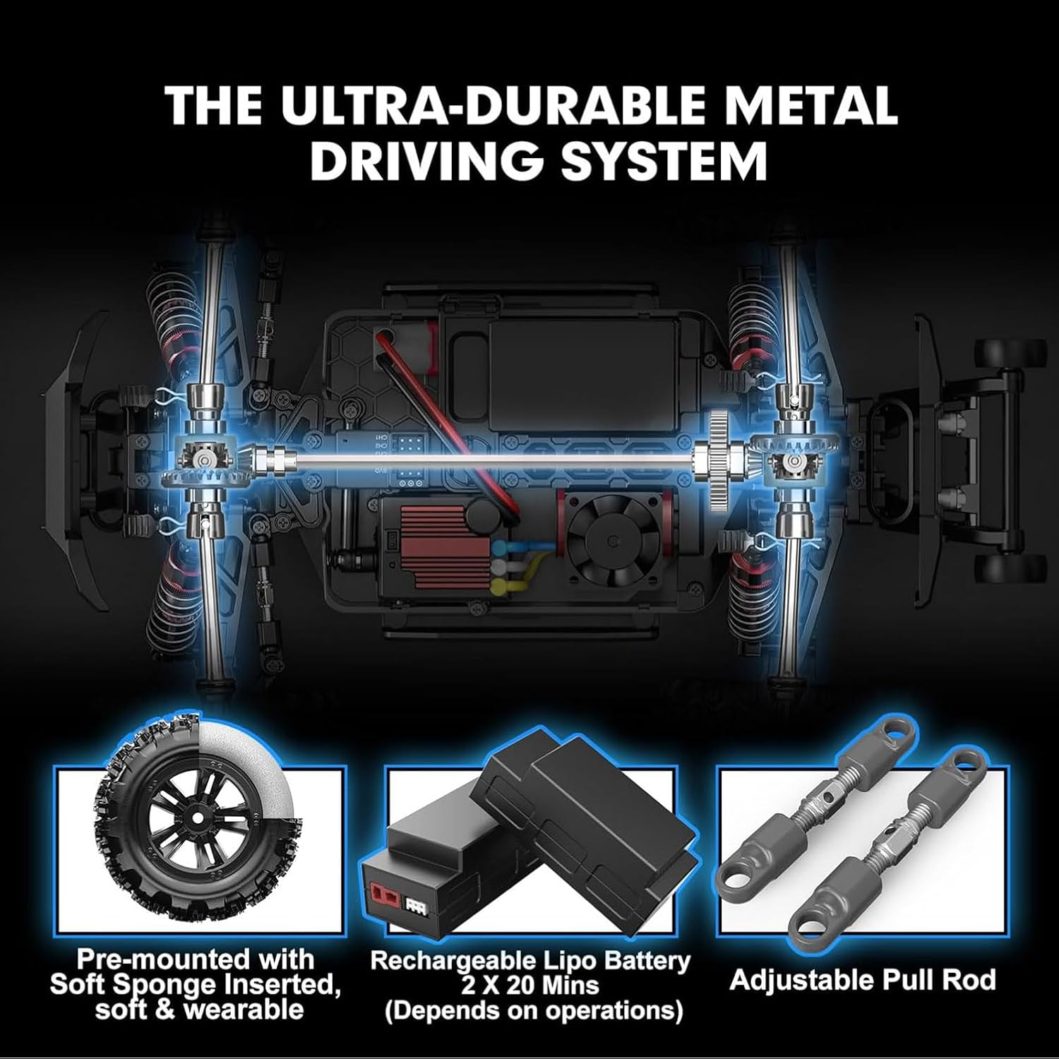 45KM/H 4WD 1/16 High Speed Brushless RC Truck RTR 2.4Ghz Professional Grade RC Vehicle All Terrain Monster Truck Metal Crash Proof Accessories, Suitable for Beginners and Adults image number 4