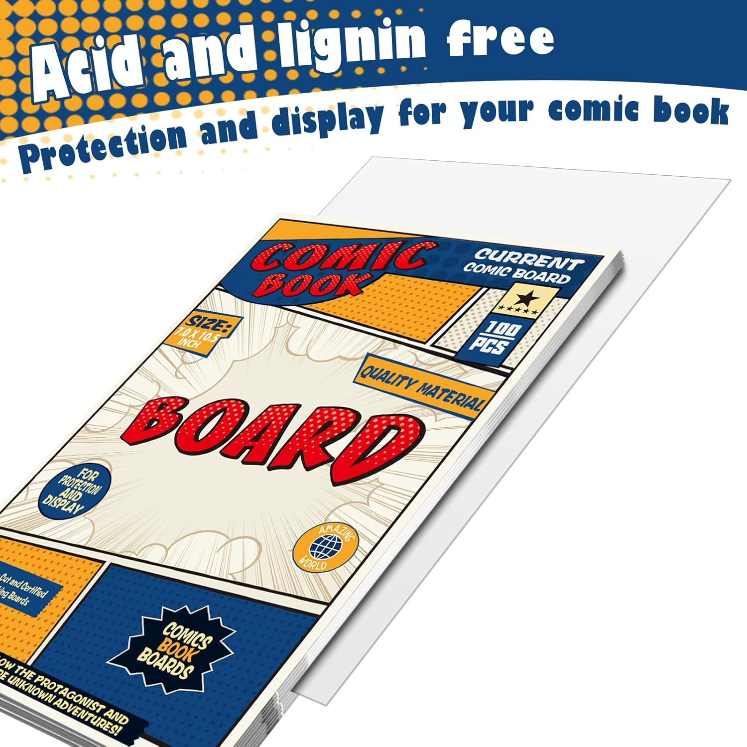 Leffis 100 Current Size Comic Boards - Thick and Durable Backing Boards for Regular Comics (Reusable)