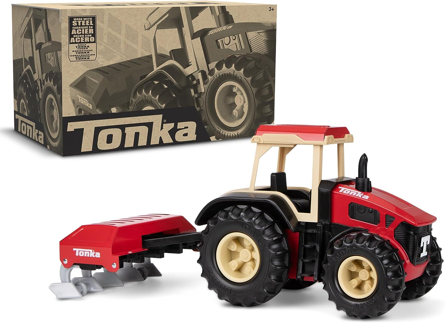TONKA Steel Classic Farm Tractor & Plow - Frustration Free Packaging, Exclusive image number 3