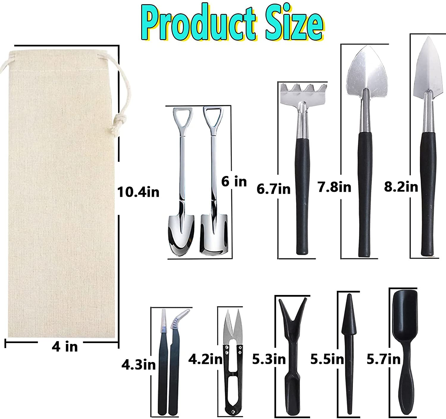 12 Pcs Succulent Tools Set Mini Transplanting Garden Tools Kit for Indoor Gardening Flower Pot Cactus Care image number 5