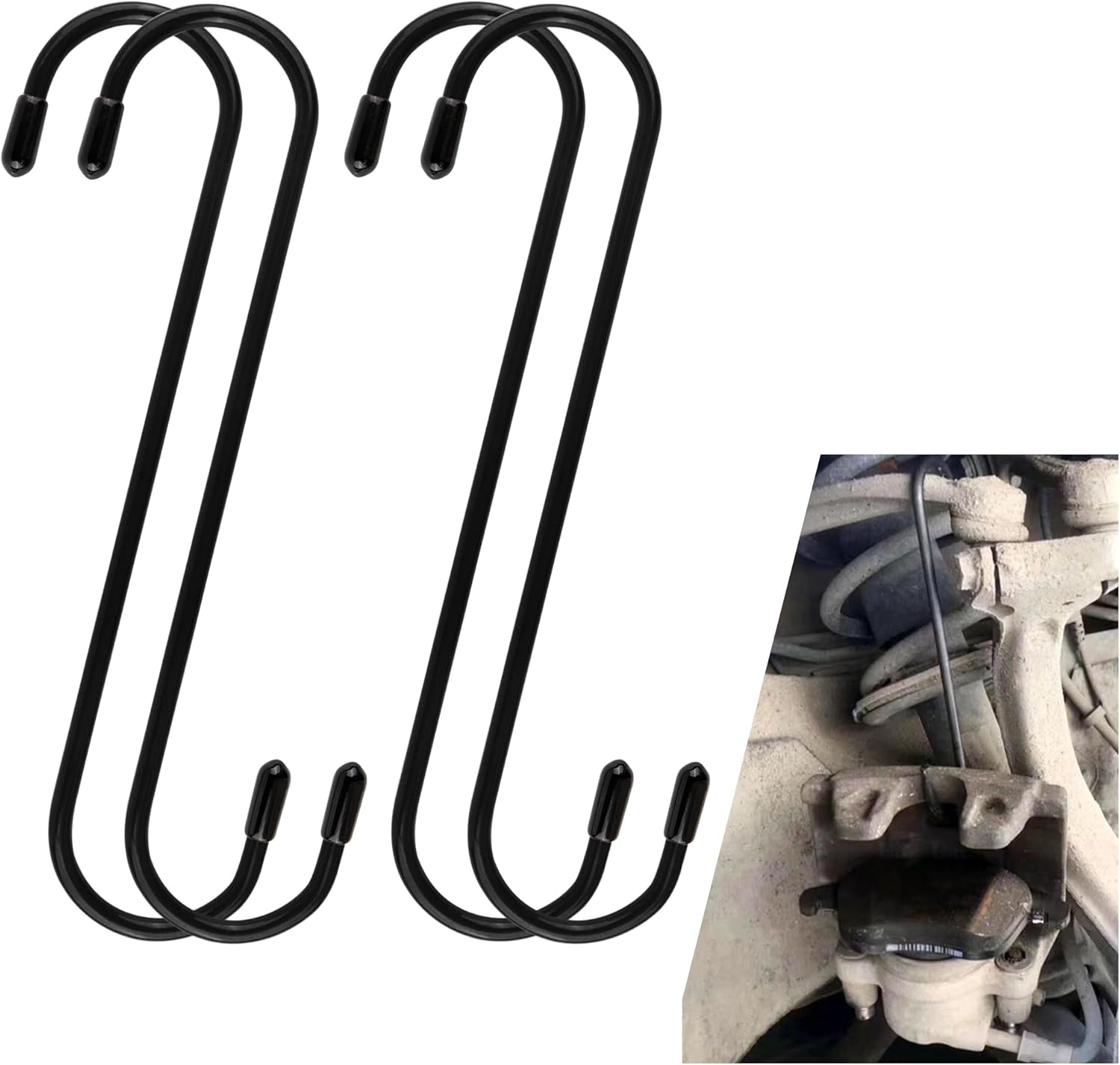 Junecarp 4PCS Brake Caliper Hangers,Durable Brake Caliper Hooks Suspension Tools for Changing Brake Pads,Strong Load-Bearing Brake Caliper Hanger Hooks Automotive Tool for Cars,Trucks (Black/4Pcs) image number 6