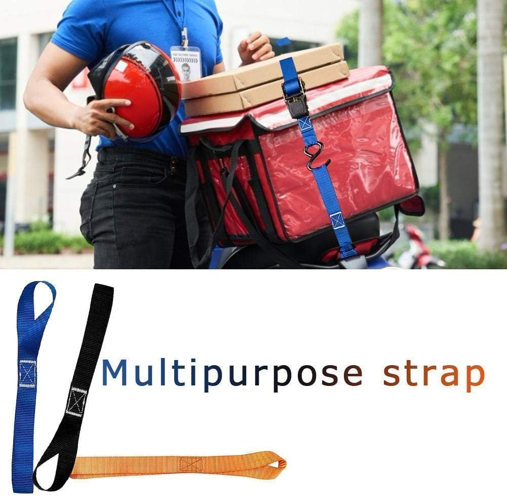 Soft Loop Tie down Straps - 4 Pack Heavy Duty Motorcycle Fastening Device, Nylon Cargo Straps for Motorbike (Orange) image number 5