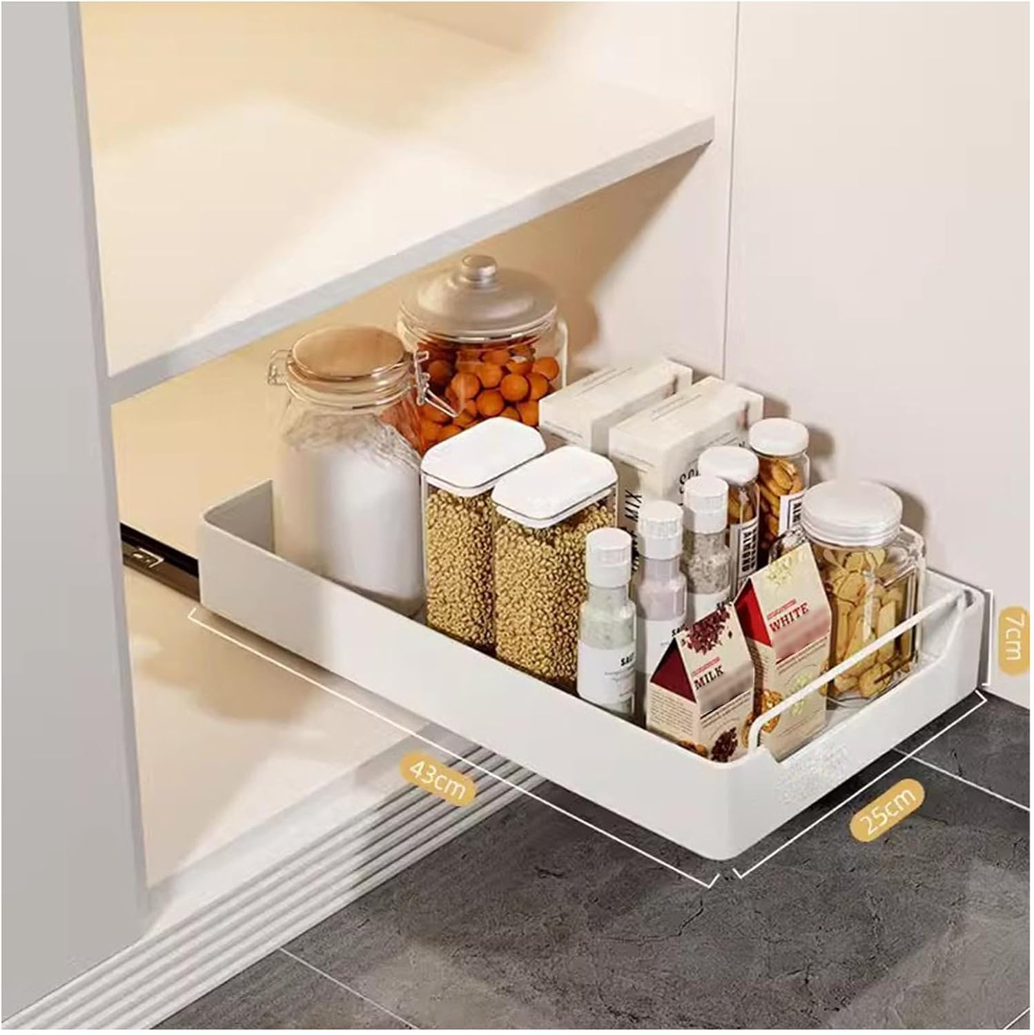 Pull Out Organisers Expandable Pull Out Cabinet Organizer, Slide Out Cabinet Organizer Drawer Storage for Kitchen, Living Room, Home (Size : 43 * 25 * 7Cm), Stainless Steel image number 5