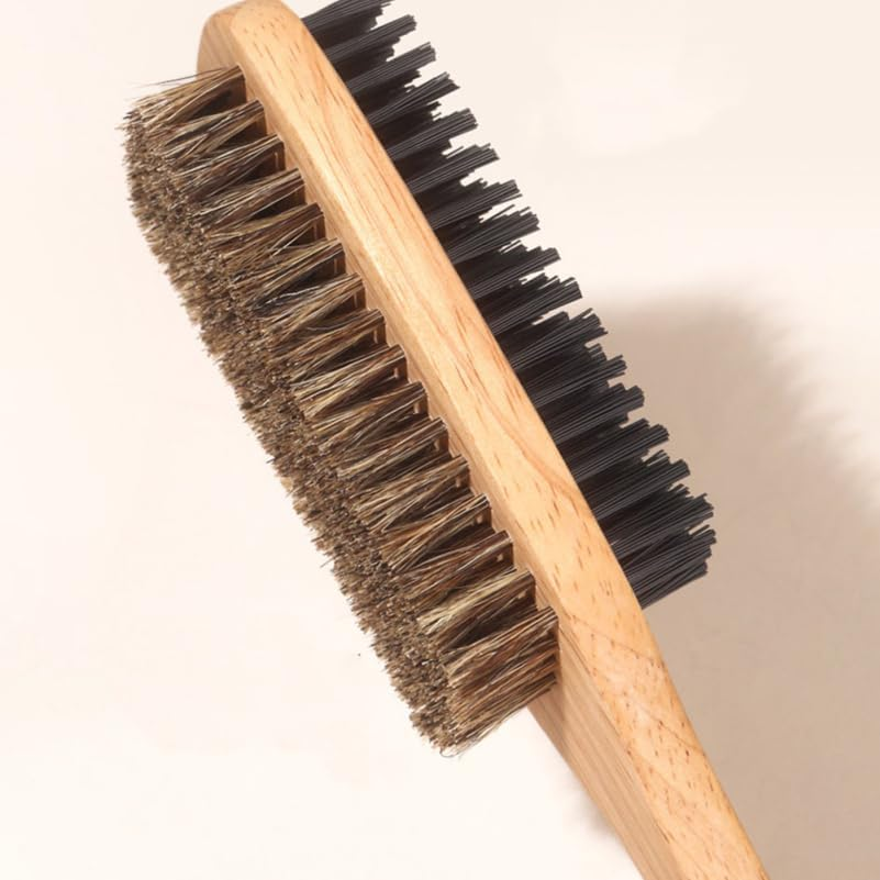Boar Bristle Hair Brush 2Pcs Set Double-Sided Large and Small Styling Brushes for Men and Women Thinning Hair Detangling and Beard Grooming Hairbrush image number 2