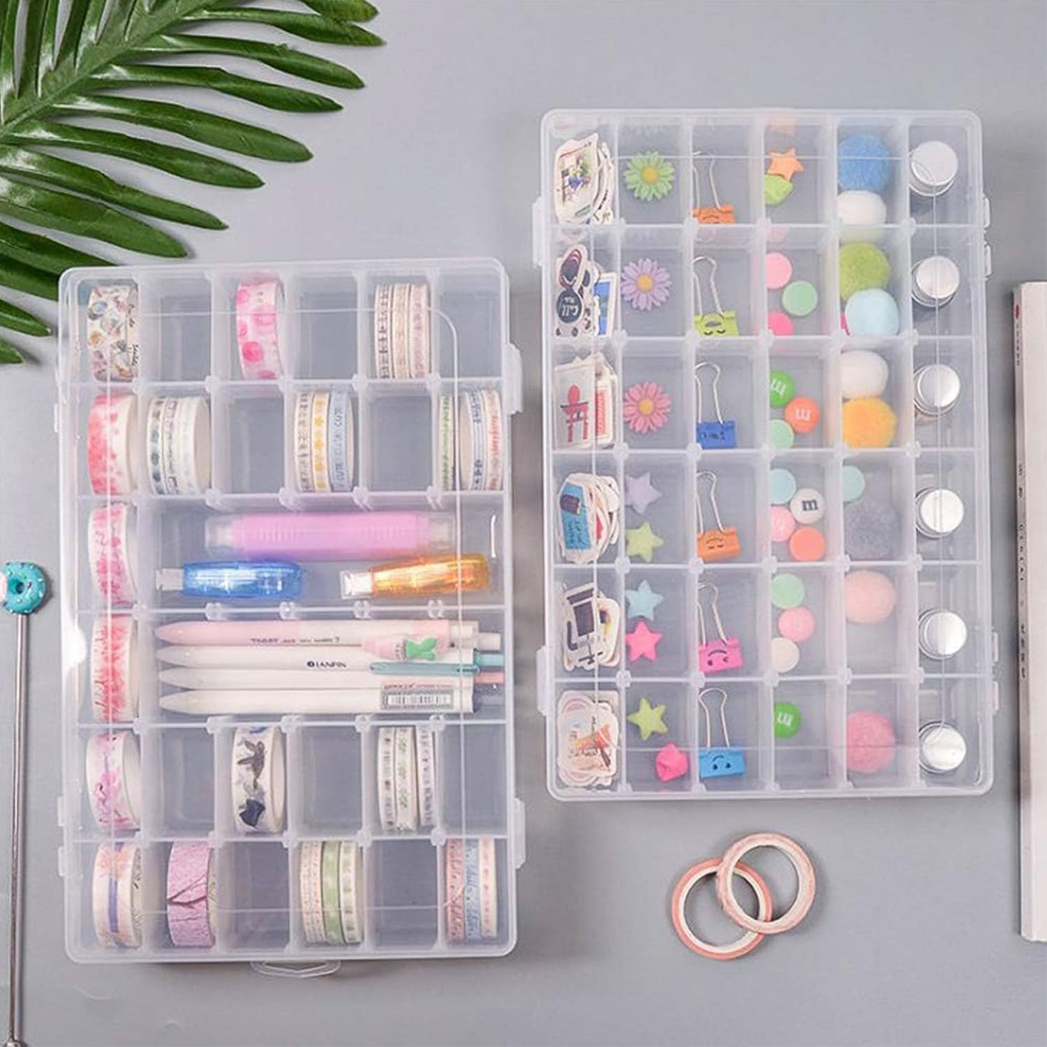 3 Pack 36-Grid Clear Plastic Storage Box Organizer with Adjustable Dividers, Craft Storage Container for Beads, Nail Art, DIY, Jewelry, Fishing Tackle and Small Parts