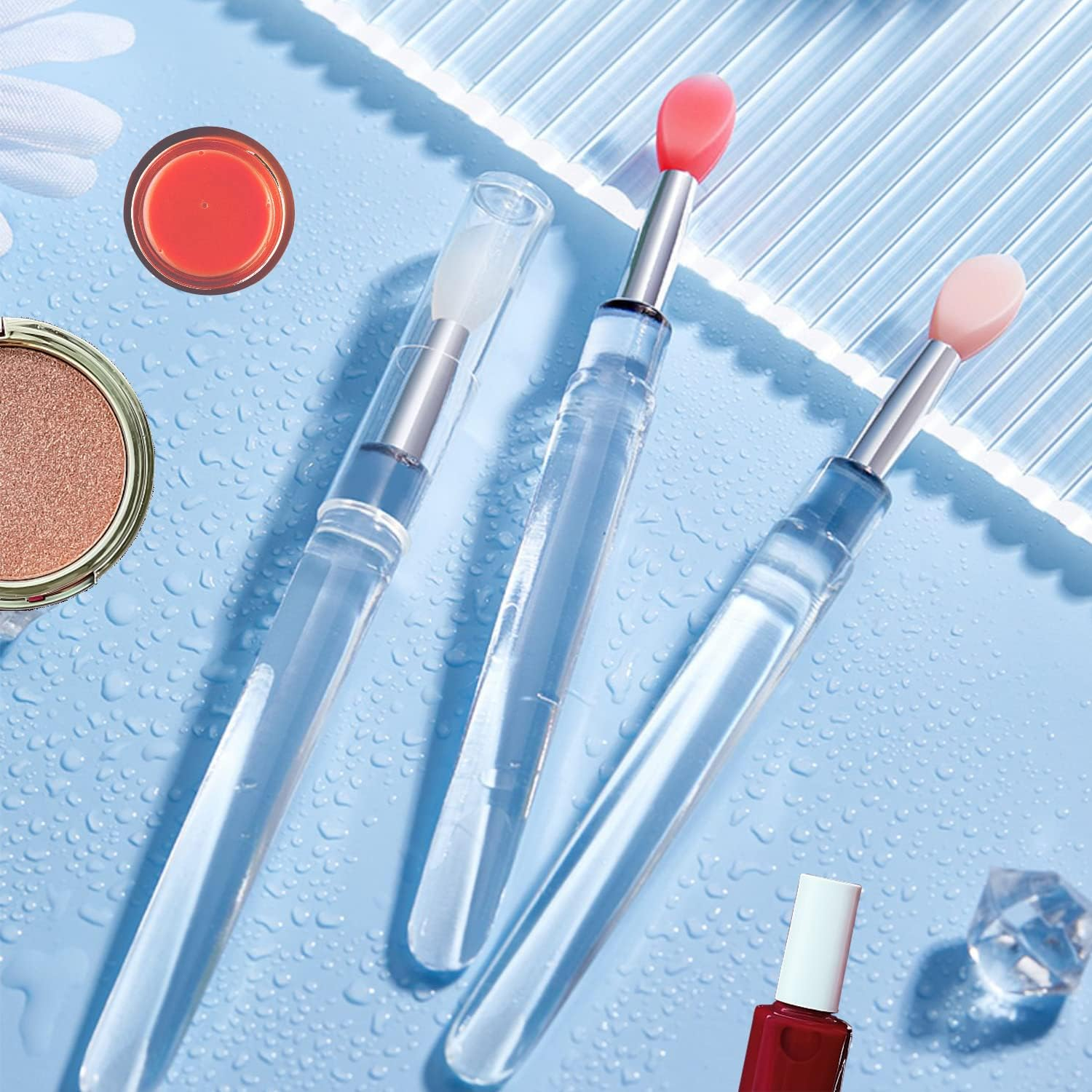 Lip Brush, 6PCS Silicone Lip Applicator Reusable Lip Mask Applicator, Silicone Retractable Lip Gloss Balm Applicator Eyeshadow Lip Scrub Brush Lip Applicators Disposable