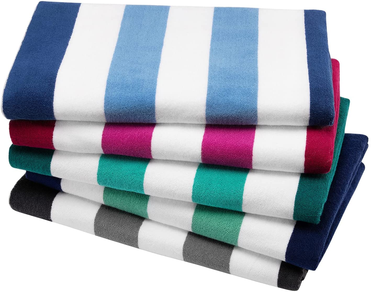 Oversized Cotton Beach Towel - 40"X70" Extra Large Plush Thick Stripe Pool Towel, XL Soft Striped Cabana Swimming Towels for Adults Mens Women Girls (White Navy Blue) image number 1