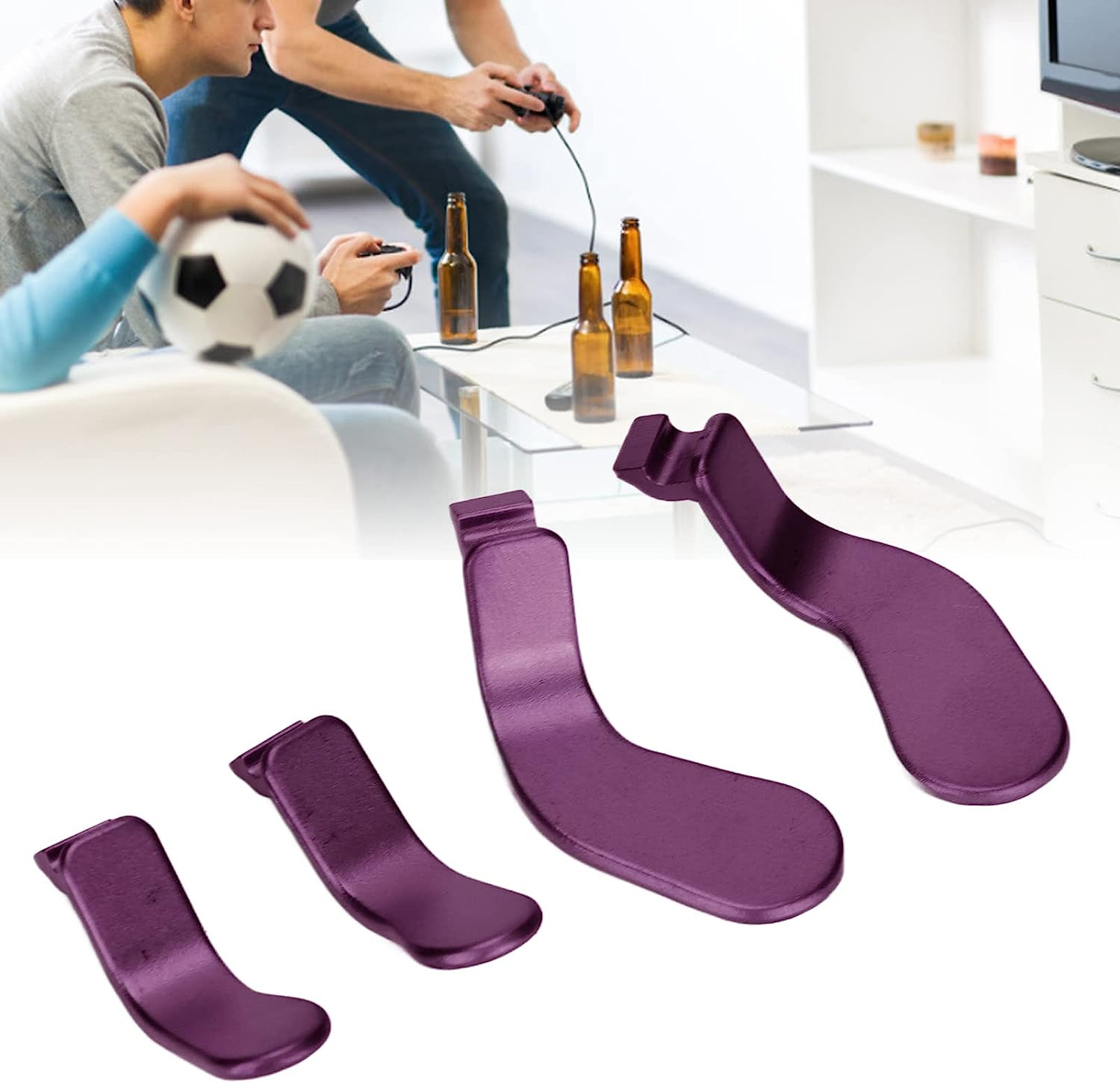 4PCS Controller Paddles, Metal Stainless Steel Replacement Parts Game Controller Interchangeable Paddles for Xboxone Elite Controller Series 2 Model 1797, Black, Gold, Purple (Purple) image number 3