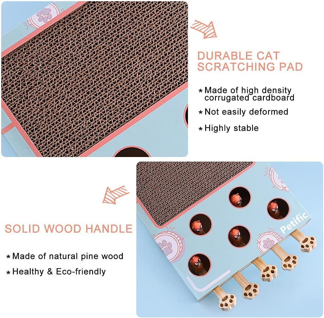 3-In-1 Corrugated Cardboard Cat Scratcher, Cat Scratch Pad with Whack a Mole Game and Funny Cat Stick, Multi-Purpose Scratching Pad, Thickened Durable Cat Scratcher Toy for Indoor Cats image number 5