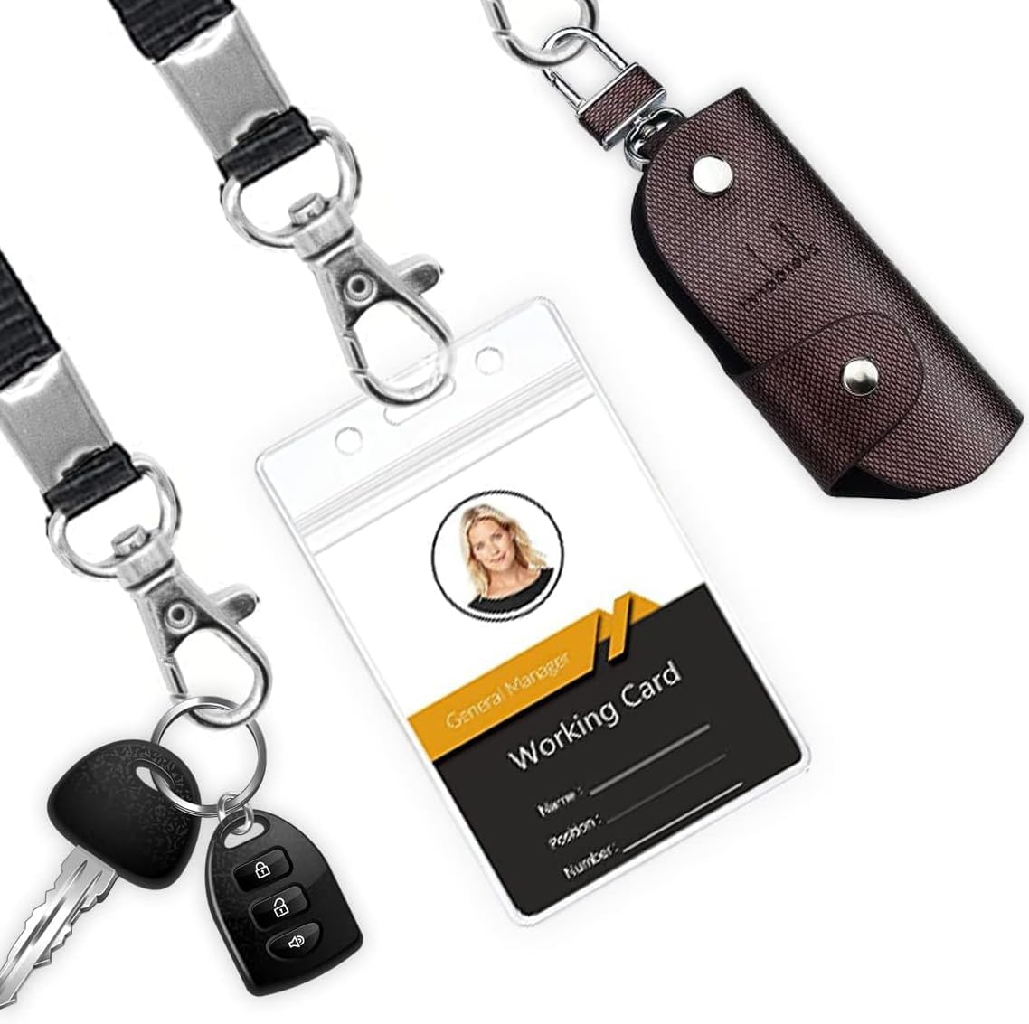 20Pcs Clear Plastic Heavy Duty Vertical Name Badge ID Card Holders,Plastic Tags Holders,Vertical Holder, Tag Holder with 20 Pcs Lanyards image number 1