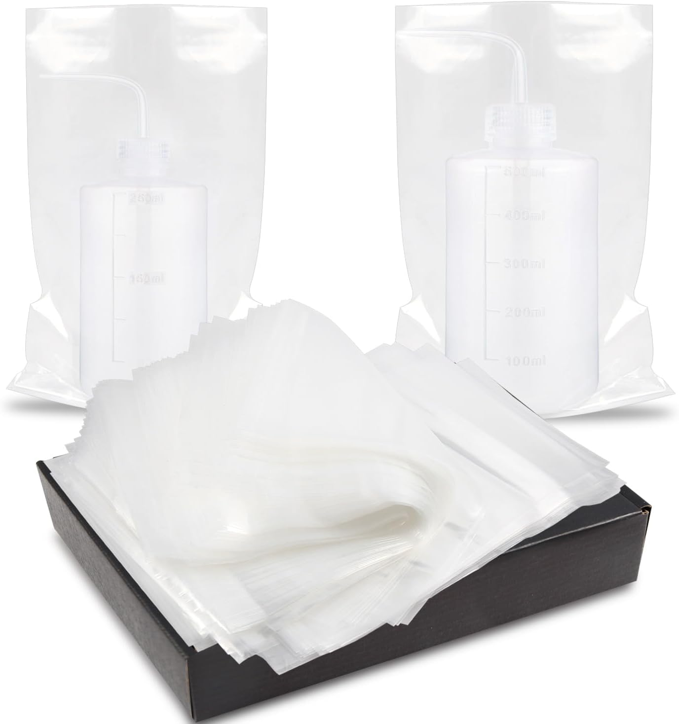 200Pcs Disposable Tattoo Wash Bottle Bags Covers Sleeves for Machine Accessories, Supplies, Kits (Clear) image number 4