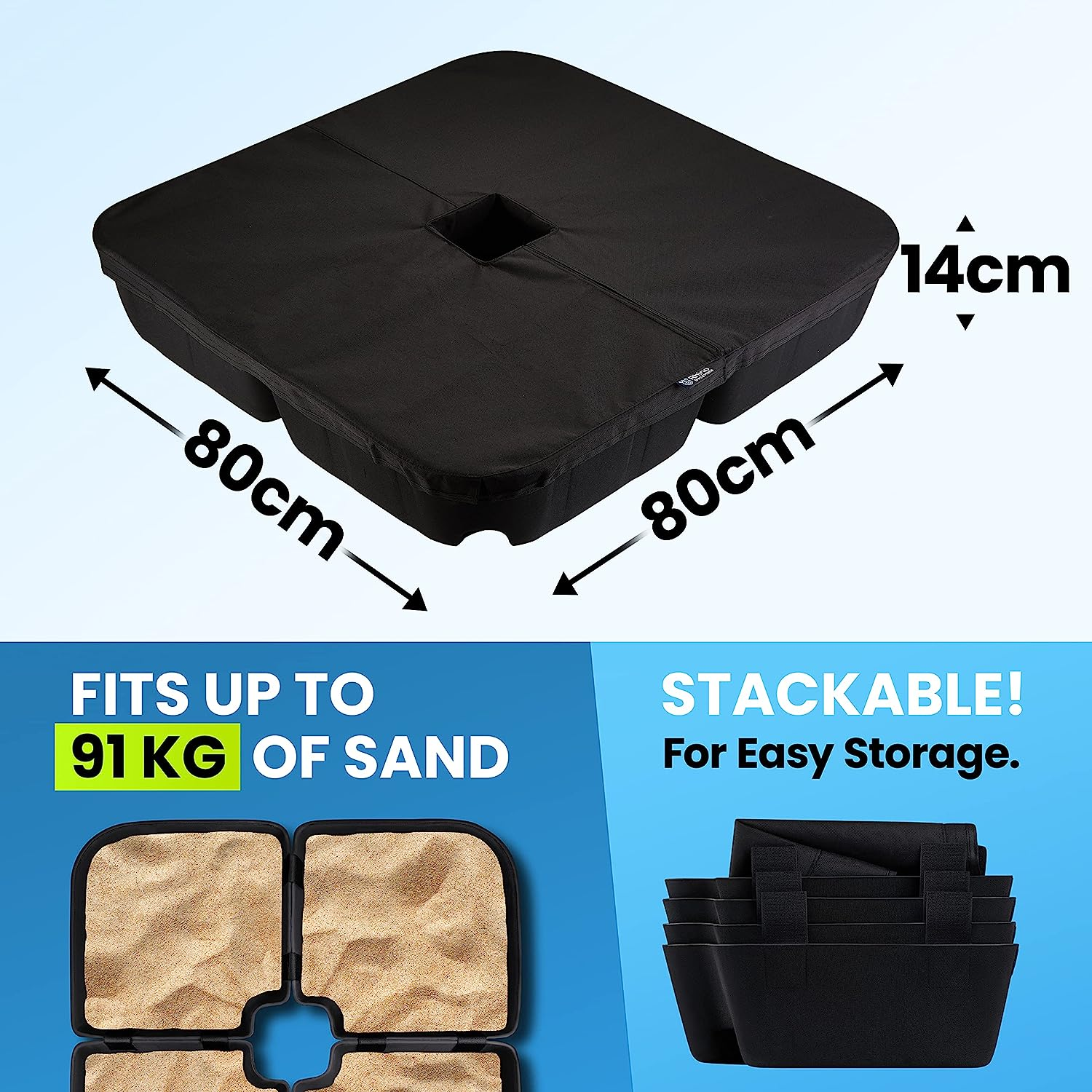 Rhino Basemate EVA Material - Patio Umbrella Base Weights up to 200 Lb. | for Cantilever Umbrella, Regular Umbrella, or Any Offset Umbrella Base | 4-Part, 900D Heavy-Duty, All-Weather image number 6