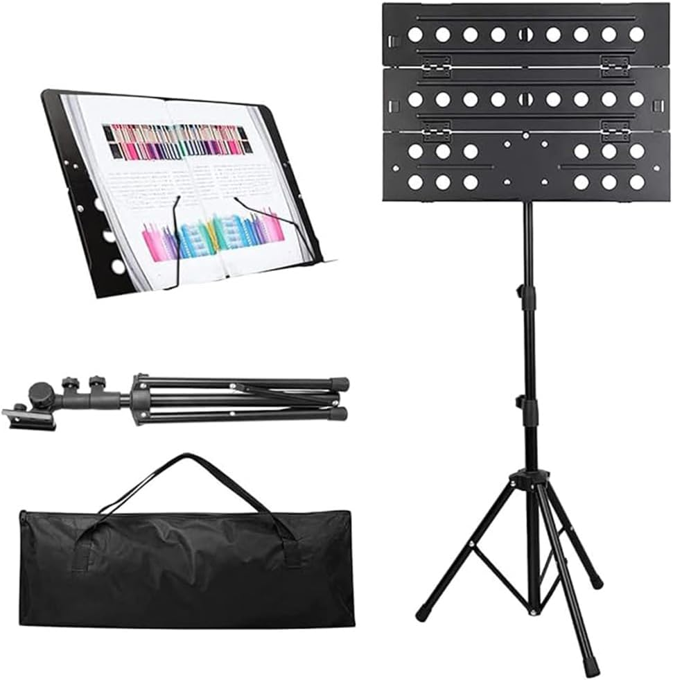 Foldable Music Stand, Portable Metal with Carrying Case, Thickened and Stable with Adjustable Height, Suitable for Travel, Band, Instrument Performance, Lyrics Bookshelf, Black. image number 5