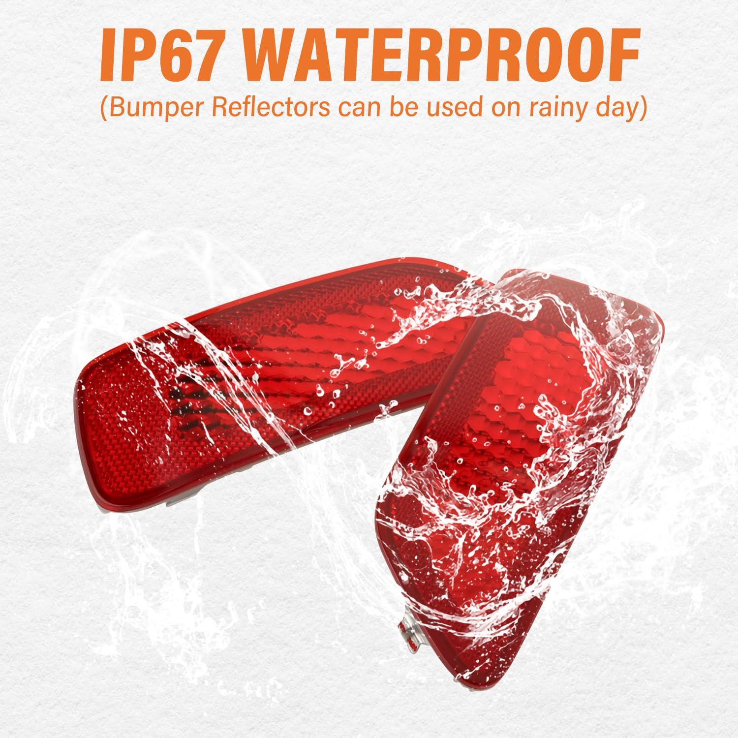 Rear Bumper Reflector Light Lamp Compatible with Jeep Grand Cherokee 2012-2018, Patriot 2013-2017, Dodge Journey 2012-2020, Back Bumper Reflectors Replace 57010721AC, 57010720AC (Red) image number 3