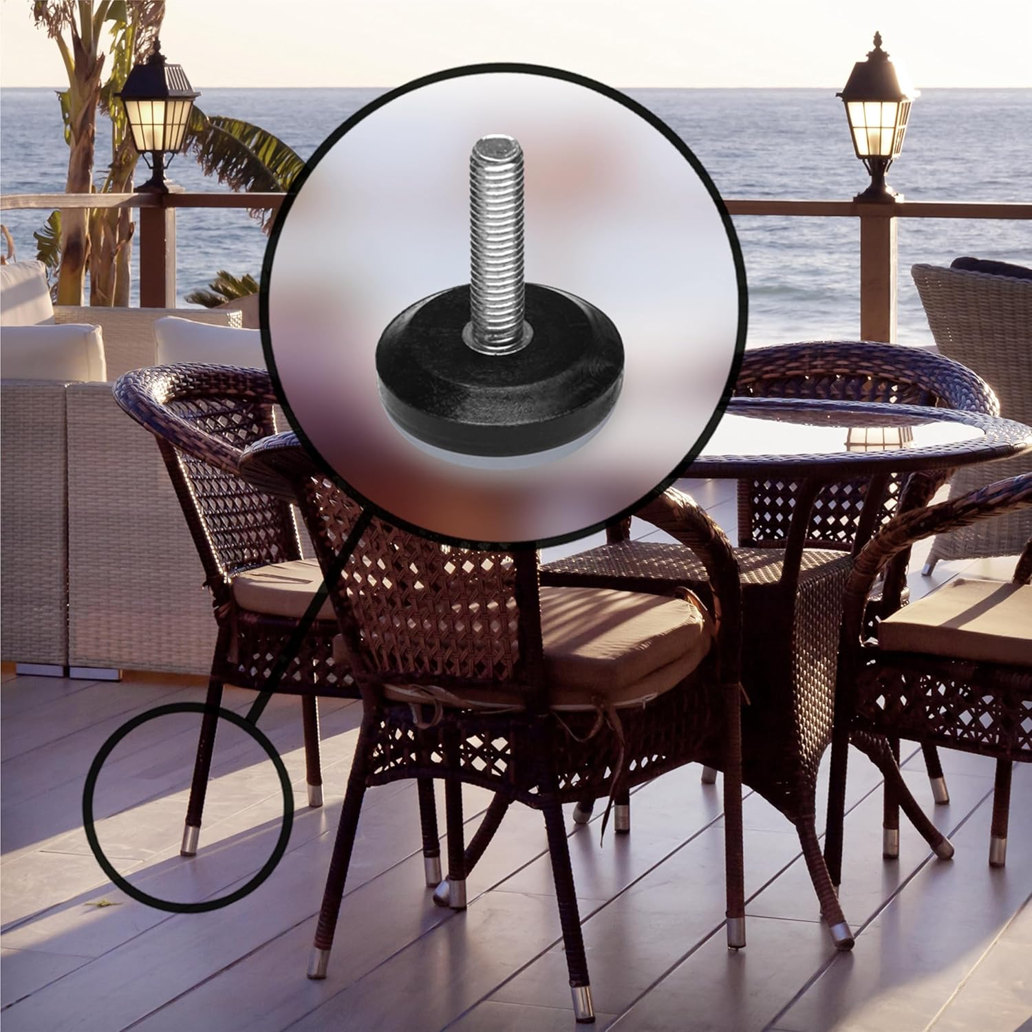 Slipstick Gorilla Outdoor Adjustable Furniture Levelers (8 Pack) Weatherproof Screw in Leg Glides for Chairs, Tables, and Outdoor Furniture Feet, 28Mm Slider Glide, M8 Thread image number 6