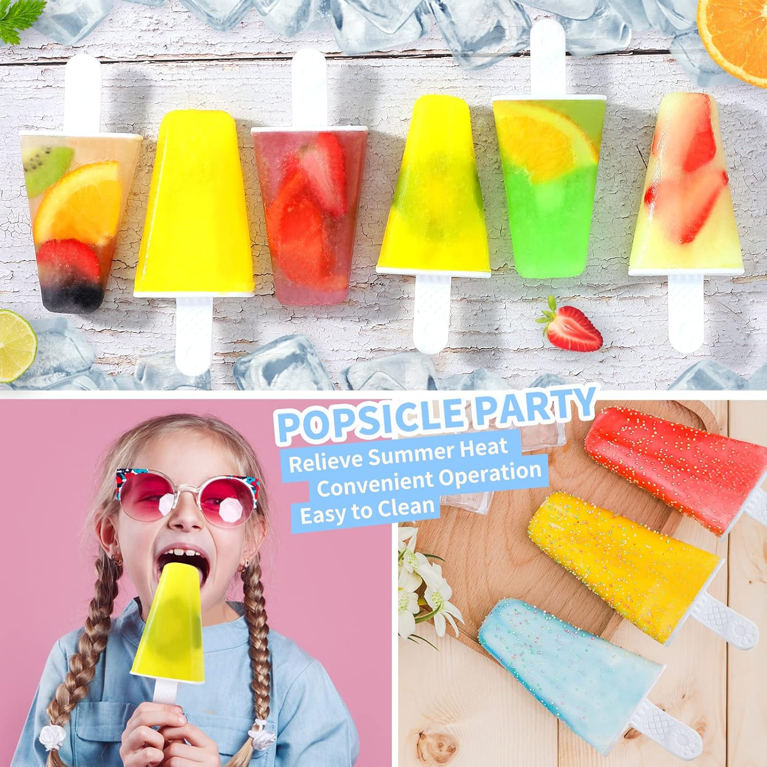 Popsicle Molds,Silicone Ice Pop Molds,Bpa Free Popsicle Mold Reusable Easy Release Ice Pop Maker,Homemade Popsicle Mould with Silicone Funnel and Cleaning Brush (Red, 6 Cavities) image number 1