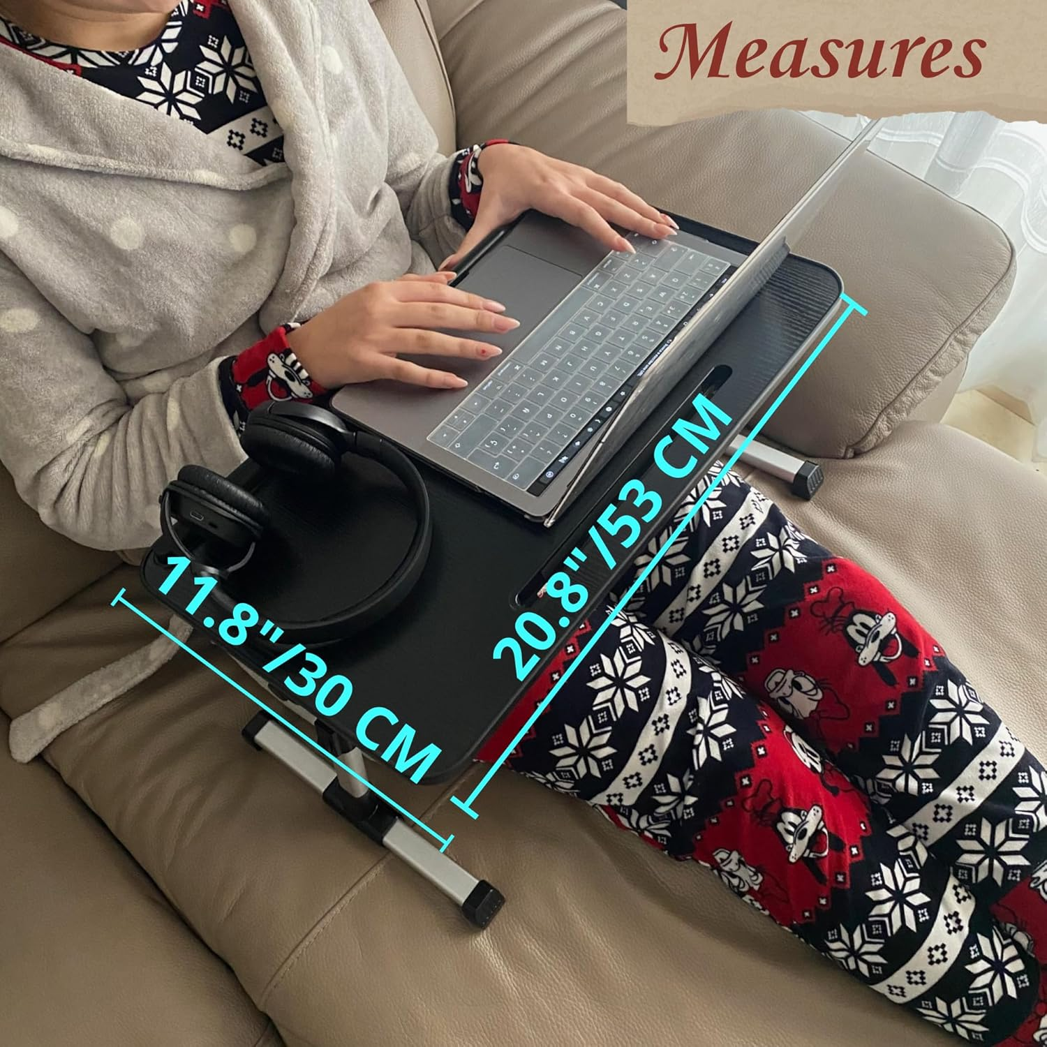 DLS Laptop Desk Foldable | Lap Desk for Laptop | Bed Table for Laptop | Laptop Table for Bed | Portable Laptop Stand | Bed Desk underneath | Lap Table XL image number 2