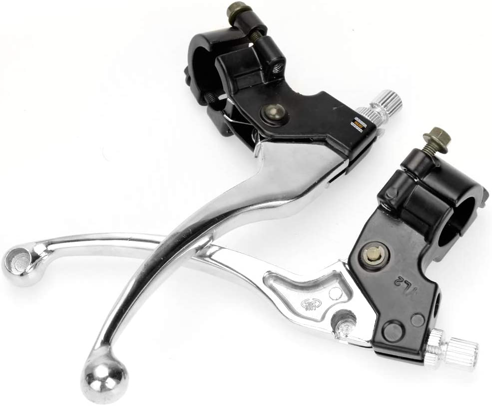 HIAORS Silver Left Right 7/8" 22Mm Clutch Brake Handle Levers Perch for XR80 XR100 CRF70 CRF70F CRF80 CRF100 Xr200R CRF450R XR100 XR250 Xtreme 125Cc Chinese 110Cc Pit Dirt Motor Bike Motocross image number 4