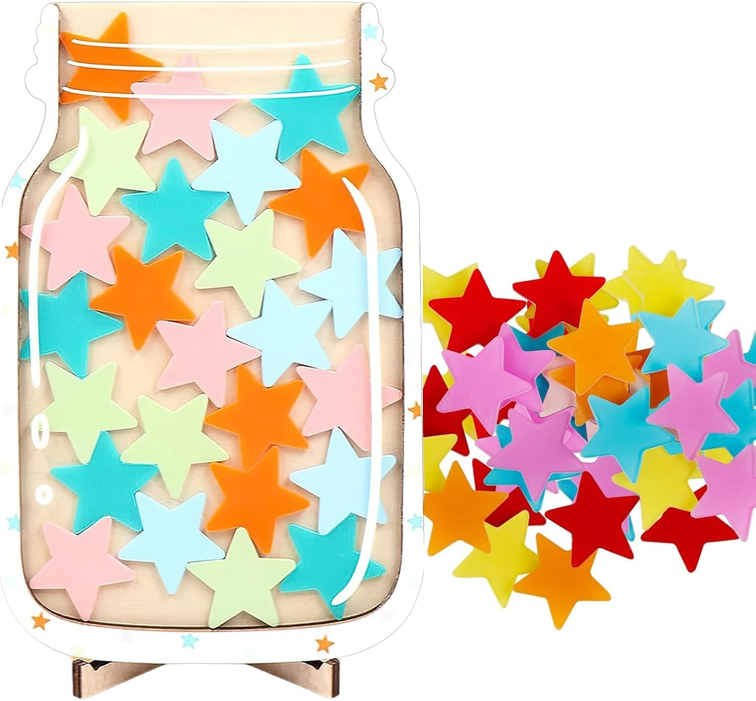 Customized Stars Reward Jar with Magnetic Chart for Classroom and Home, Kids Behavioral Management System image number 2