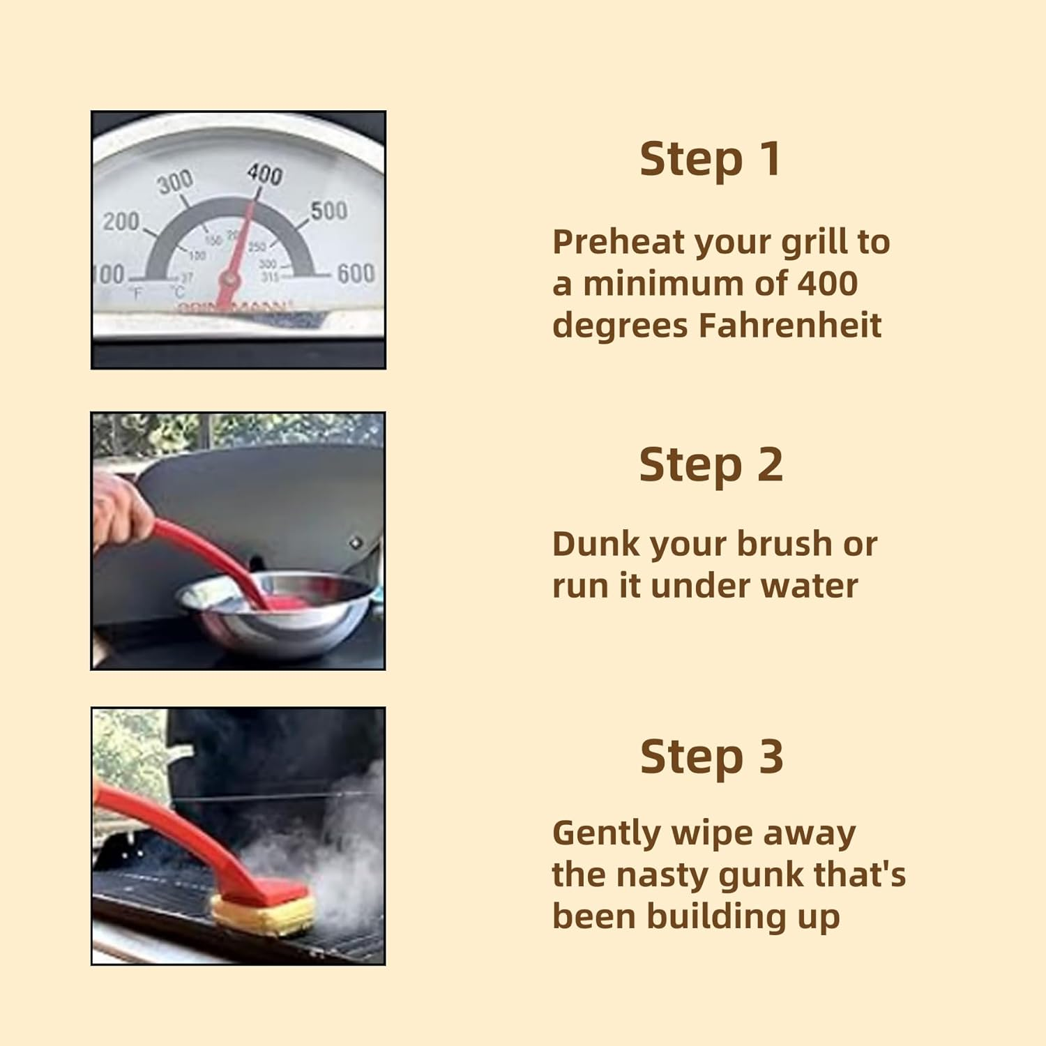 Grill Brush BBQ Scraper Steam Cleaning Bristle Free Heat-Resistant Safe for All Grill Types Cast Iron Stainless Steel Grates Barbecue Cleaner Accessorie Tool image number 4