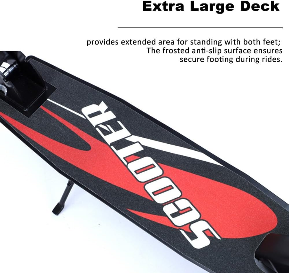 Folding Kick Scooter, Adjustable Height Handlebar, Extra Large Wheels, Fender Brake, Max Capacity 70-90 Kg, Black image number 6