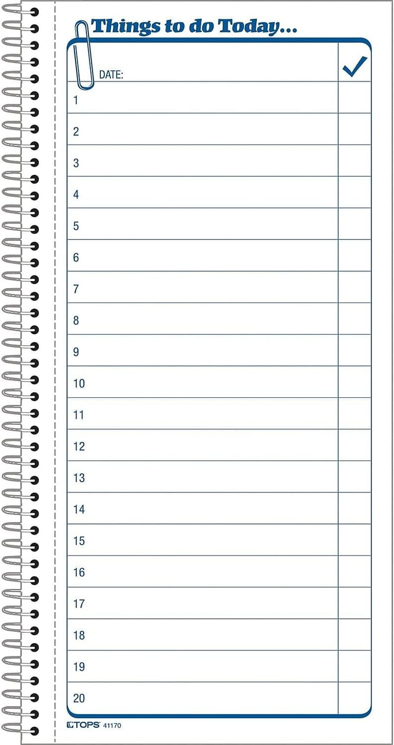 TOPS Daily Agenda/Things to Do Form, 2-Part, Carbonless, 5.5 X 11 Inches, 50-Sets per Pad (41170) image number 1