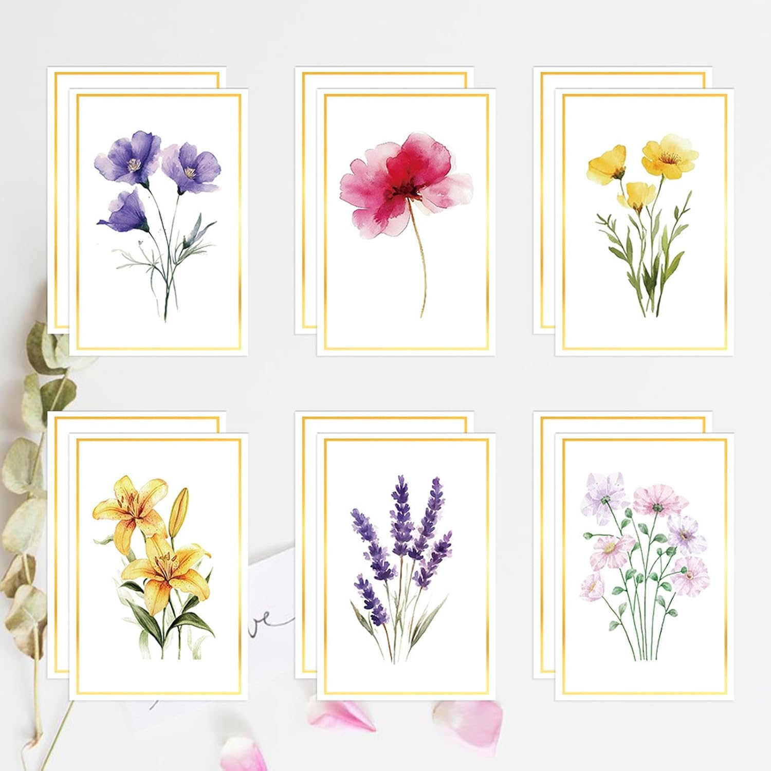 Blank Cards, 72 Pack Blank Greeting Cards & Envelops & Stickers Set, Elegant Floral Design Gold Foil Blank Note Cards, Perfect Stationary Note Cards Set for All Occasions(24Cards+24Envelops+24Stickers) image number 6