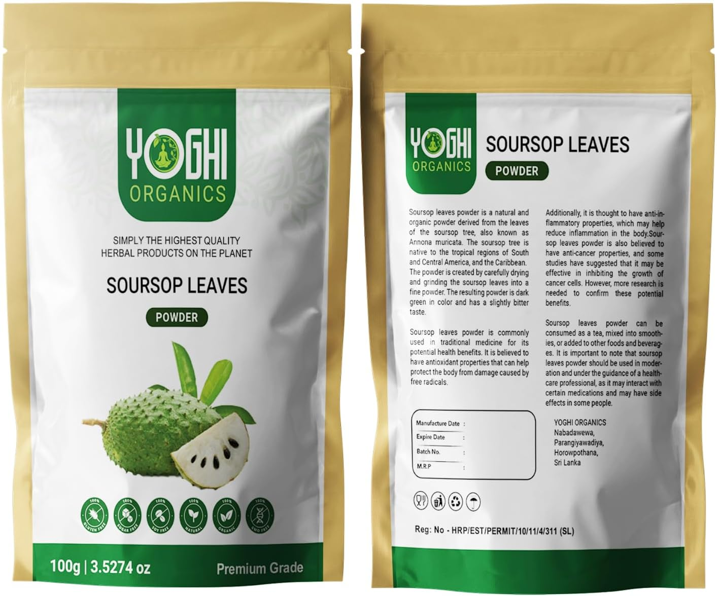 200G Soursop Leaves Powder Helthy Hand Picked Leaves Powder No Additives Well Cleaned Grade a Yoghy Product image number 1