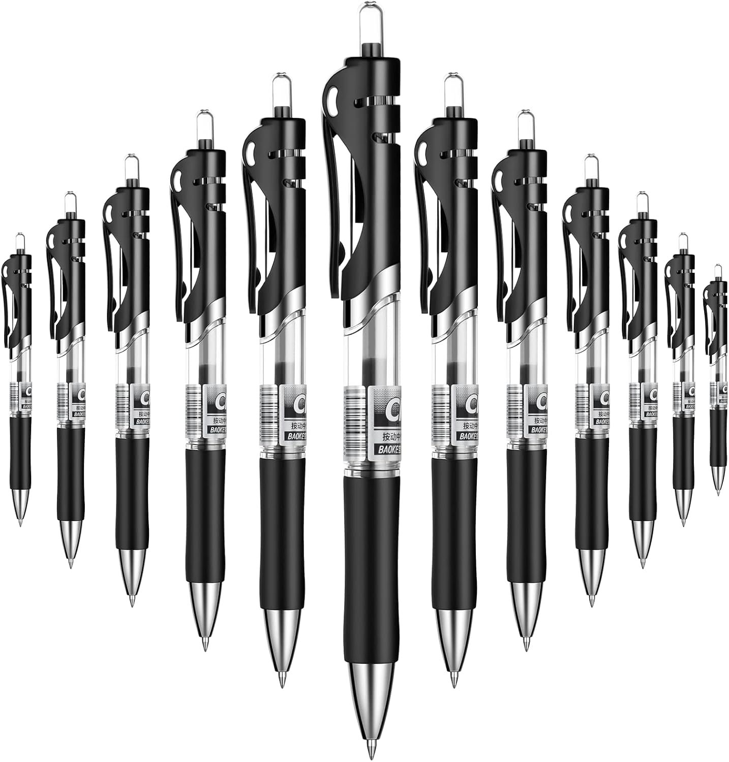 Gel Pens, Retractable Rolling Ball Gel Pens, Writing Smoothly, Large Capacity, Suitable for Working or Studying, 12-Pack, 0.7Mm (Black) image number 1