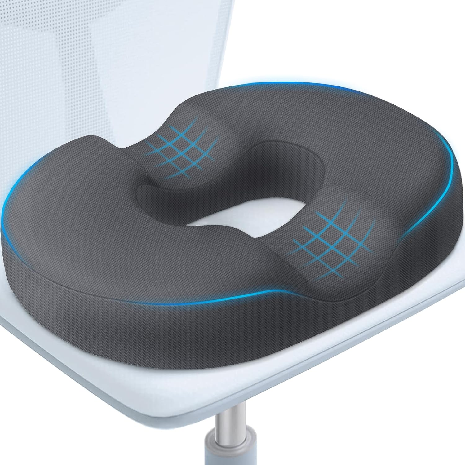 Blisstrends Donut Pillow Seat Cushion,Donut Chair Cushions for Postpartum Pregnancy & Hemorrhoids,Tailbone Pain Relief Cushion,Memory Foam Lifting Cushions for Office&Home Chairs (Blue)