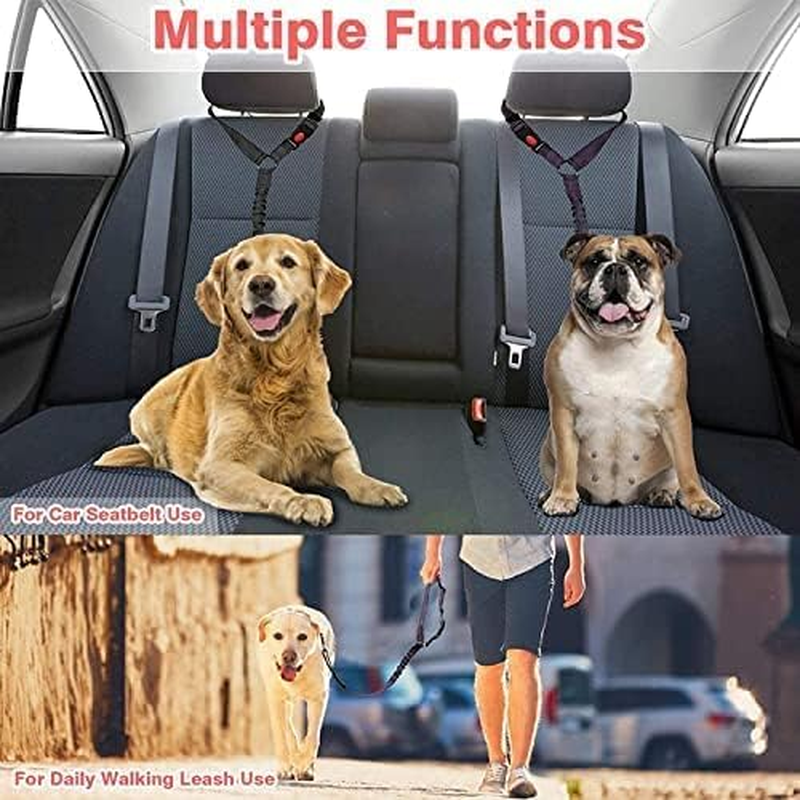 Dog Seat Belts for Cars - Dog Car Harness Adjustable - Headrest Dog Car Seat Belt Restraint Puppy - Elastic Pet Dog Seatbelt Harness - Strong Leads Harness for Dogs Cats and Pets (Black) image number 5
