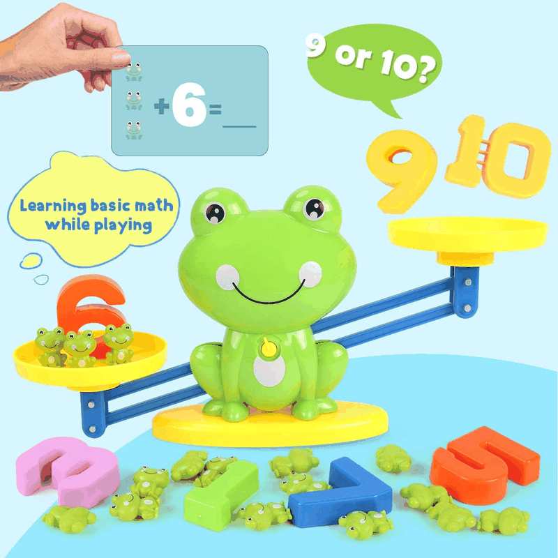 REMOKING Montessori Toys for Toddlers 3+, Math Games Balance Learning Set, Early Activity Sensory Education Learning Toys for 3 4 5 6 7 Year Old Boys Girls Birthday Gift, Including Frog,Card,Number