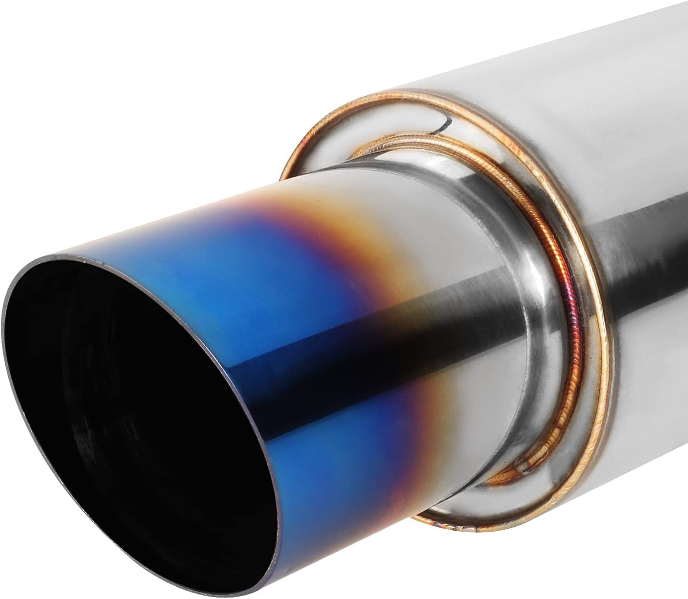 DNA MOTORING EXA-MF-001-T1 4" OD Stainless Steel Straight through Exhaust Muffler Universal,3" Outlet, 2" Inlet,Diagonal Cut image number 5