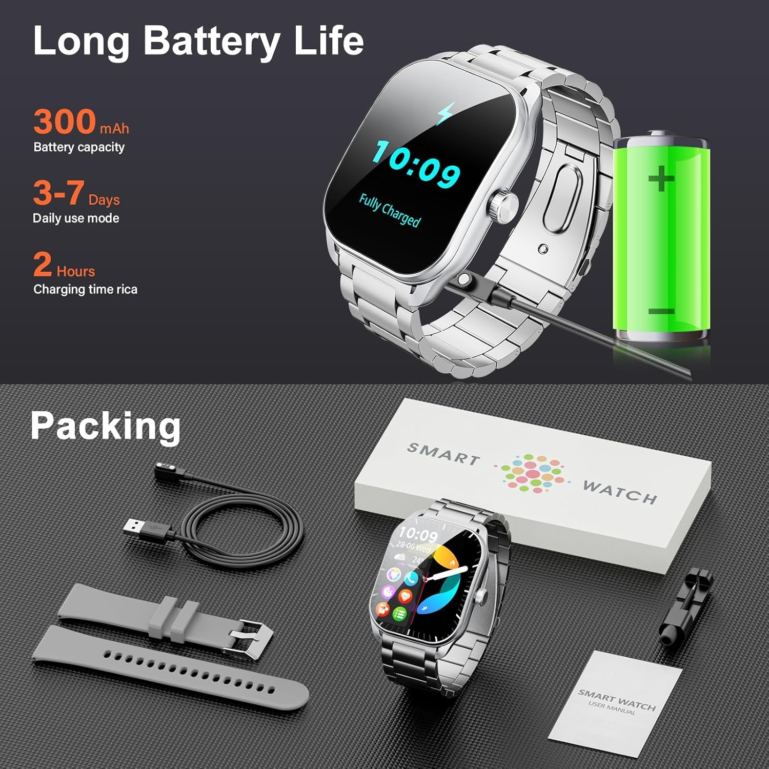 Curve Military Smart Watch for Men(Answer/Make Call), 2.01" Smartwatch 2025 Newest Fitness Tracker with 120+ Sports Modes IP68 Waterproof Fitness Watch for Android Ios (2 Straps) image number 1