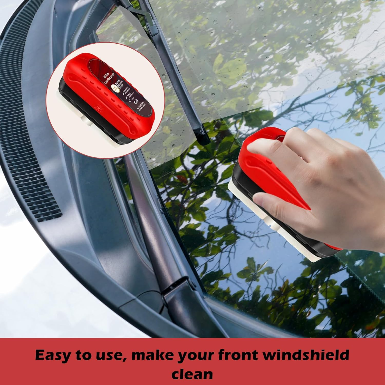 Windscreen Cleaner, 2 Pcs Car Window Cleaner, Car Glass Cleaner, Oil Film Cleaning Brush, Glass Oil Film Remover for Front Windprotects and Side Windows, Water Stains, Easily Restore Glass Clarity image number 3
