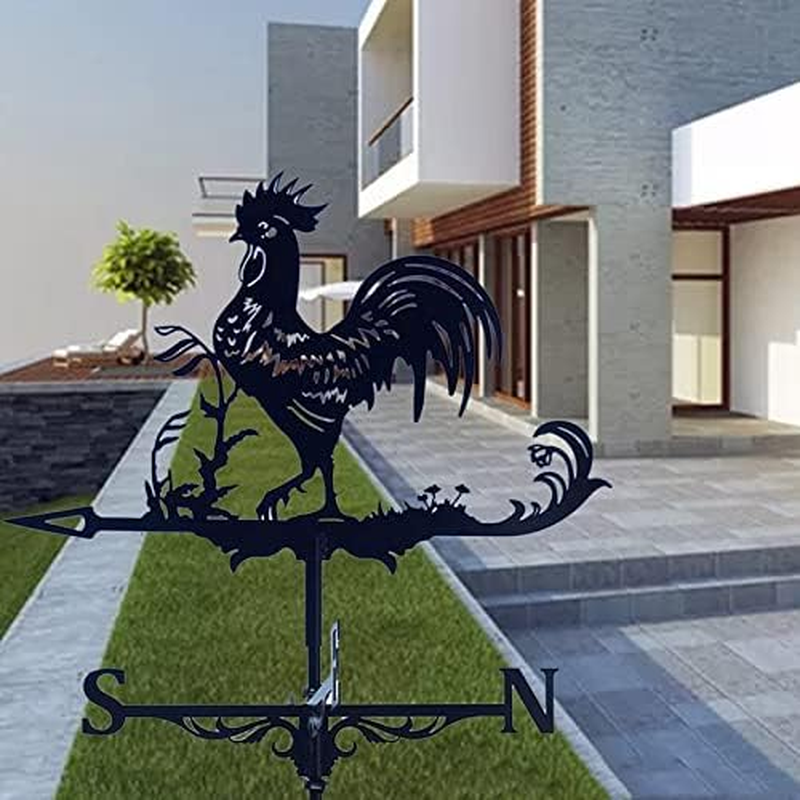 Metal Weather Vane Wind Direction Measuring Instrument Roof Installation Weather Vane Farm Scene Garden Art Deco Accessories (Cock)