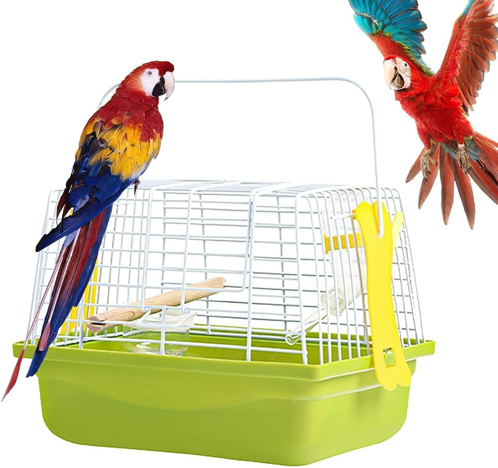 Large Portable Bird Cage &ndash; Flat Top Stackable Travel Cage for Small Birds, Parrots, Hamsters & Hedgehogs, Durable Metal Wire Crate with Food Bowl, Breathable & Lightweight Design image number 2